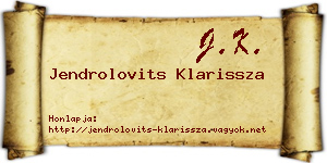 Jendrolovits Klarissza névjegykártya